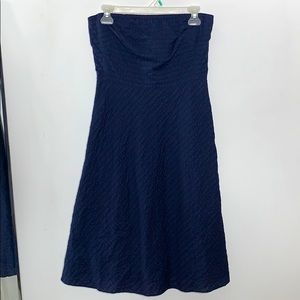 J.Crew Navy Blue Seersucker Strapless Dress